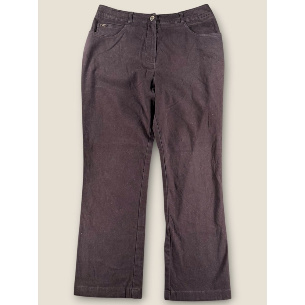 St John Sport Marie Gray Brown Cotton Stretch Straight Leg Pants Size 8